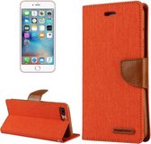 GOOSPERY CANVAS DAGBOEK voor iPhone 8 Plus & 7 Plus Canvas Textuur Horizontale Flip Leren Case met Kaartsleuven & Portemonnee & Houder (Oranje)