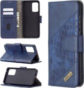 Voor Samsung Galaxy A72 5G Bijpassende Kleur Krokodil Textuur Horizontale Flip PU Lederen Case met Portemonnee & Houder & Kaartsleuven (Blauw)