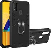 2 in 1 Armor Series PC + TPU beschermhoes met ringhouder (zwart)