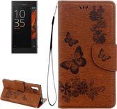 Voor Sony Xperia XZ Power Butterflies Embossing Horizontale Flip Leren Case met Houder & Kaartsleuven & Portemonnee & Lanyard (Bruin)