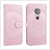 Voor Sony Xperia XZ3 Pressed Printing Pattern Horizontale Flip PU Leather Case met houder & kaartsleuven & portemonnee & & Lanyard (roze)