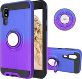 Voor Galaxy A2 Core 2 in 1 pc + TPU beschermhoes met 360 graden roterende ringhouder (blauw paars)