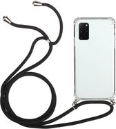 Voor Samsung Galaxy Note20 Four-Corner Anti-Fall transparante TPU beschermhoes met lanyard (zwart)