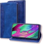 Voor Samsung Galaxy A40 Business Stitching Horizontale flip lederen tas met dubbele vouw & beugel & kaartsleuven & fotolijst & portemonnee (saffierblauw)