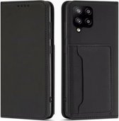 Voor Samsung Galaxy A42 Sterk magnetisme Vloeibaar gevoel Horizontale flip lederen tas met houder & kaartsleuven en portemonnee (zwart)