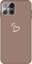 Three Dots Love-heart Pattern Frosted TPU beschermhoes voor iPhone 12 Pro Max (Khaki)