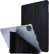 Zijdetextuur horizontale vervorming Flip lederen hoes met drie-vouwbare houder voor iPad Air (2020) 10.9 (zwart)