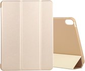 Voor iPad Air (2020) 10.9 siliconen 3-vouwbare lederen hoes met volledige dekking (goud)