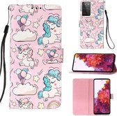 Voor Samsung Galaxy 21 Ultra 5G 3D Schilderen Horizontale Flip Leren Case met Houder & Kaartsleuf & Portemonnee & Lanyard (Roze Pony)