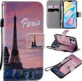 Schilderen Horizontale Leren Flip Case met Houder & Kaartsleuf & Lanyard Voor iPhone 12 mini (Eiffeltoren)