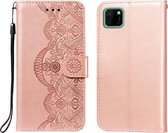 Voor Huawei Y5p / Honor 9S Flower Vine Embossing Pattern Horizontale Flip Leather Case met Card Slot & Holder & Wallet & Lanyard (Rose Gold)