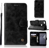 Voor Xiaomi Redmi Note 5A Retro koperen knop Crazy Horse Horizontale flip PU lederen tas met houder & kaartsleuven & portemonnee en lanyard (zwart)