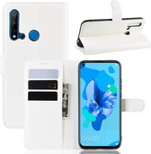 Litchi Texture Horizontal Flip Leren Case voor Huawei P20 Lite 2019 / Nova 5i, met Portemonnee & Houder & Kaartsleuven (wit)