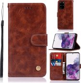 Voor Galaxy S20 plus retro textuur magnetische horizontale flip lederen tas met houder & kaartsleuven & portemonnee (bruin)