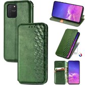 Voor Galaxy M80S / A91 / S10 Lite Cubic Grid Pressed Horizontal Flip Magnetic Leather Case met houder & kaartsleuven & portemonnee (groen)