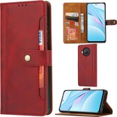 Voor Xiaomi Mi 10T Lite Kalf Textuur Dubbele Vouwsluiting Horizontale Flip Leren Case met Fotolijst & Houder & Kaartsleuven & Portemonnee (Rood)