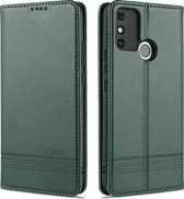 Voor Huawei Honor 9A AZNS Magnetische Kalfsstructuur Horizontale Flip Leren Case met Kaartsleuven & Houder & Portemonnee (Donkergroen)