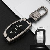Auto Lichtgevende All-inclusive Zinklegering Sleutel Beschermhoes Sleutel Shell voor Hyundai B Stijl Smart 3-knop (Gun Metal)