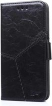 Voor Motorola Edge Geometrische stiksels Horizontale Flip TPU + PU lederen tas met houder & kaartsleuven & portemonnee (zwart)