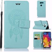 Windgong Uil Embossing Patroon Horizontale Leren Flip Case met Houder & Kaartsleuven & Portemonnee Voor LG V40 ThinQ (Groen)