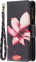 Voor Xiaomi Mi Poco X3 Gekleurde Tekening Patroon Rits Horizontale Flip Lederen Case met Houder & Kaartsleuven & Portemonnee (Lotus)