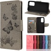 Voor Xiaomi Mi 10T 5G vlinders reliëf horizontale flip lederen tas met houder & kaartsleuven & portemonnee (grijs)