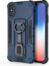 Peacock Style PC + TPU beschermhoes met flesopener voor iPhone X / XS (donkerblauw)