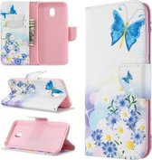 Voor Xiaomi Redmi 8A Gekleurde Tekening Patroon Horizontale Flip PU Lederen Case met Houder & Kaartsleuven & Portemonnee (vlinder Liefde Bloem)