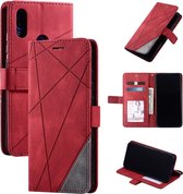 Voor Xiaomi Redmi Note 7 / Note 7 Pro Skin Feel Splicing Horizontale flip lederen tas met houder & kaartsleuven & portemonnee & fotolijst (rood)