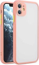 Rechte zijkant Skin Feel Frosted PC + TPU-hoes met verwijderbare kleurenknop voor iPhone 11 (Cherry Pink)