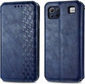 Voor LG K92 5G Cubic Grid Pressed Horizontal Flip Magnetic PU Leather Case met houder & kaartsleuven & portemonnee (blauw)