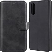 Voor Sony Xperia 10 II klassieke kalfsstructuur PU + TPU horizontale flip lederen tas, met houder en kaartsleuven en portemonnee (zwart)