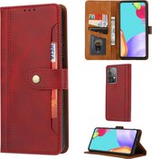 Voor Samsung Galaxy A52 5G Kalf Textuur Dubbele Vouwsluiting Horizontale Flip Leren Case met Fotolijst & Houder & Kaartsleuven & Portemonnee (Rood)