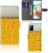 Telefoonhoesje Geschikt voor Samsung Galaxy A71 Flip Cover Valentijn Cadeautje hem Bier