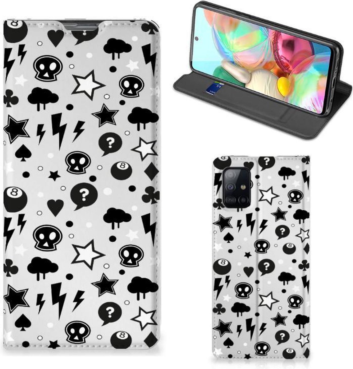 Book Case voor Mobiel BookCase Samsung Galaxy A71 Silver Punk