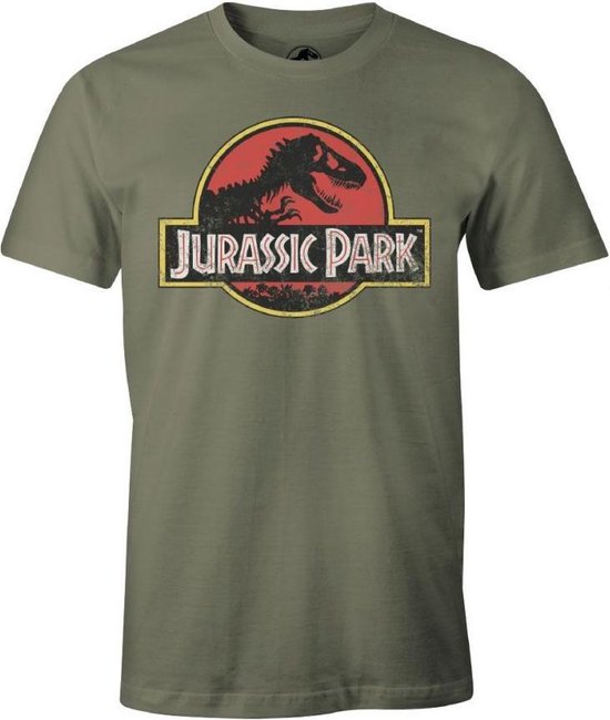 Jurassic Park - Vintage Logo Kaki T-Shirt - S