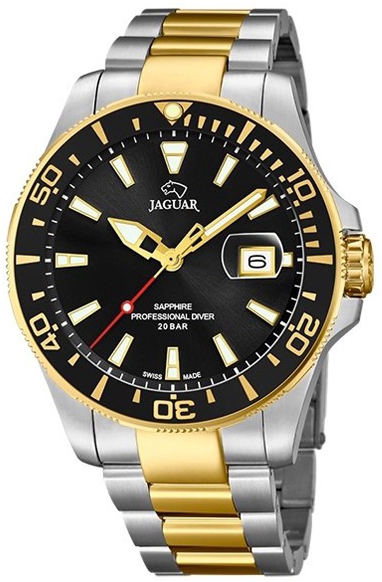 Jaguar Executive Horloge - Jaguar heren horloge - Zwart - diameter 44 mm - roestvrij staal