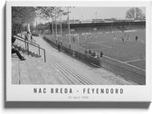 Walljar - Poster Feyenoord met lijst - Voetbal - Amsterdam - Eredivisie - Zwart wit - NAC Breda - Feyenoord '80 - 50 x 70 cm - Zwart wit poster met lijst