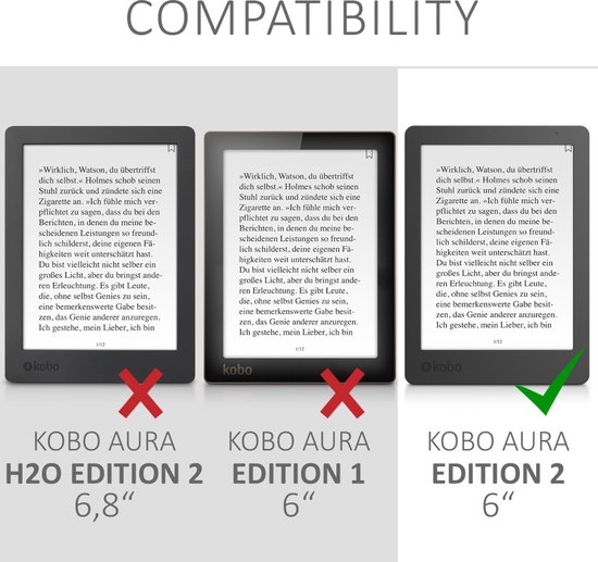 kwmobile e-reader hoesje geschikt voor Kobo Aura Edition 2 hoes - E reader flip case met magnetische sluiting - Ereader cover - Slapende Uil design in turquoise / bruin / mintgroen van Merkloos — afbeelding 5
