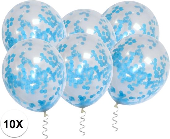 Licht Blauw Confetti Ballonnen 10 Stuks Luxe Gender Reveal Versiering Babyshower Verjaardag Blauw Papier Confetti Ballon