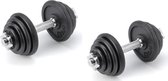 RS Sports Dumbellset - Halterset met gewichten - Totaal 30 kg - 2 stangen - zwart