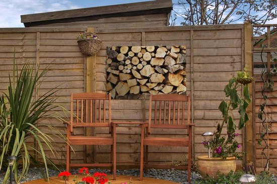 Affiche de jardin bois de chauffage empilé 60x40 cm - petit - Toile de jardin / Toile d'extérieur / Peintures pour l'extérieur (décoration de jardin)