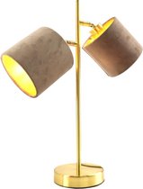Olucia Tamer - Moderne Tafellamp - Metaal/Stof - Goud;Taupe