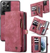 caseme - Hoesje geschikt voor Samsung Galaxy S21 Ultra - 2 in 1 back cover - rood