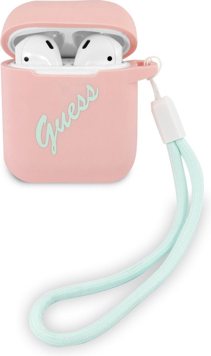 GUESS Vintage Siliconen AirPods 1 & AirPods 2 Case - Roze