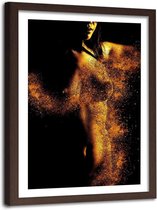 Foto in frame , Naakt in goudstof ,120x80cm , zwart bruin , wanddecoratie