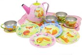 Simply for Kids Tinnen Theeservice Vos in Koffer 15-delig - Speelgoed - Keuken Accessoires
