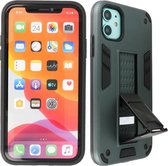 Stand Shockproof Telefoonhoesje - Magnetic Stand Hard Case - Grip Stand Back Cover - Backcover Hoesje voor iPhone XR - Donker Groen