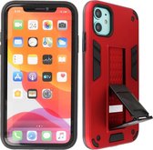 Stand Shockproof Telefoonhoesje - Magnetic Stand Hard Case - Grip Stand Back Cover - Backcover Hoesje voor iPhone 11 - Rood