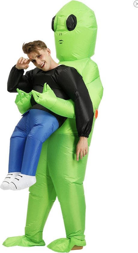 KIMU® Opblaasbaar gedragen door alien kostuum - opblaaspak groen UFO pak  ontvoering -... | bol.com